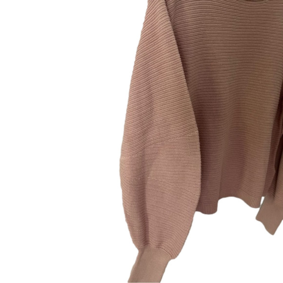 TopShop knitted ribbed mock neck oversized pastel light pink cropped sweater M - Picture 8 of 10